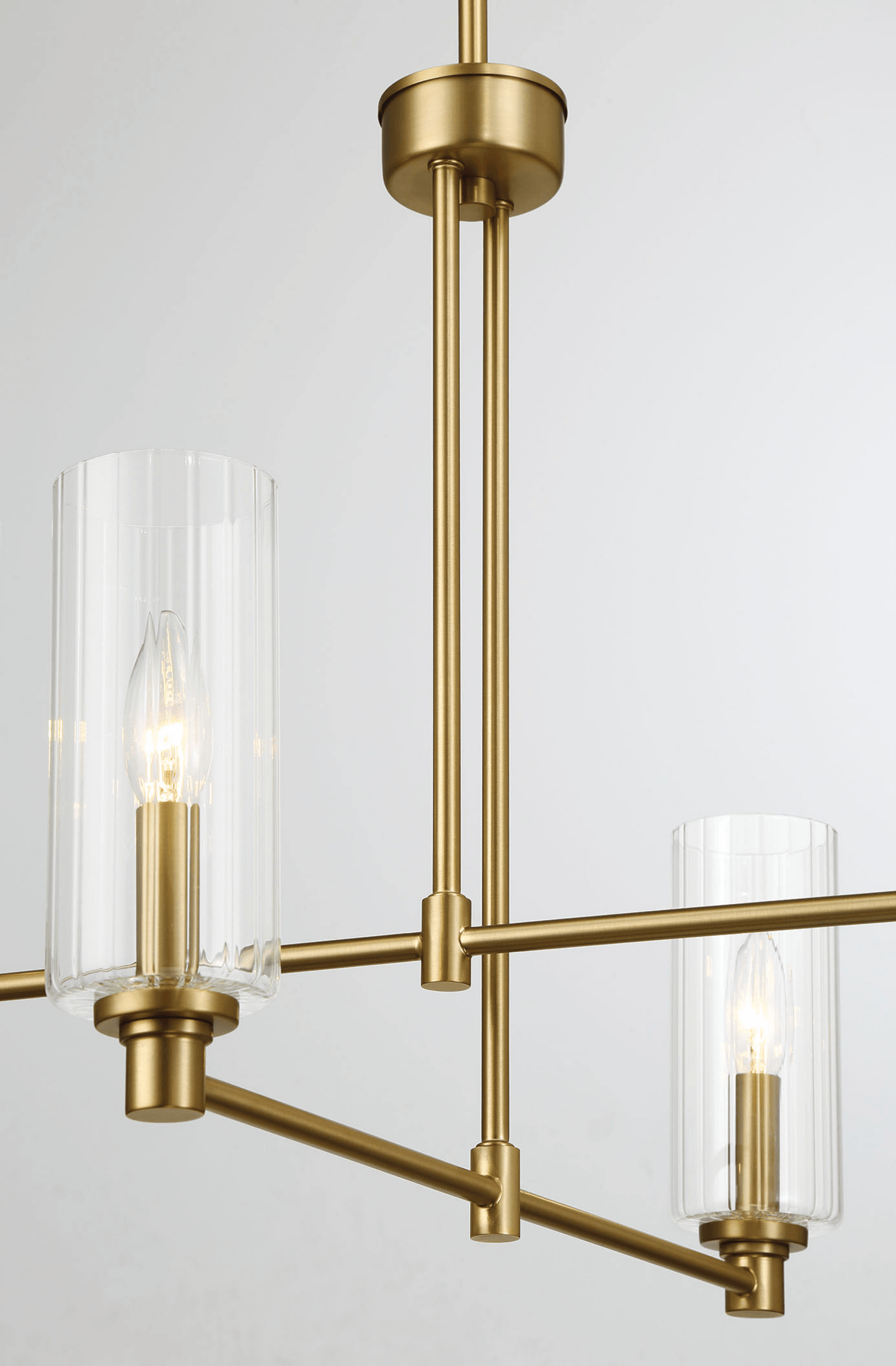 Enigma Four Lights Chandelier With Clear Ribbed Glass Satin Brass Clear,Gold Brass,Glass