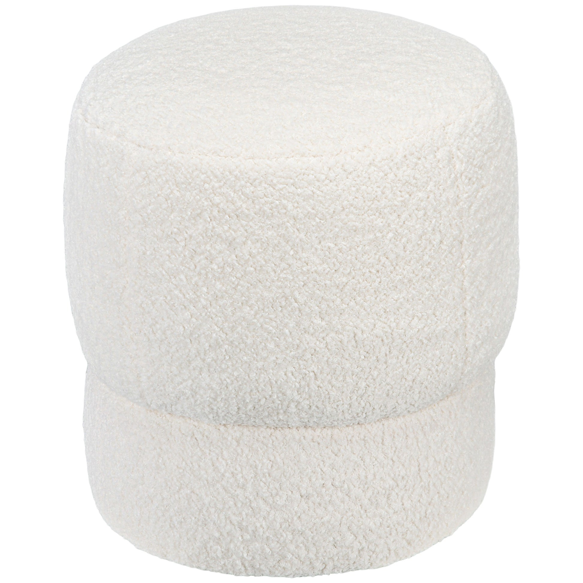 Homcom Modern Round Ottoman, Teddy Fleece Fabric Upholstered Foot Stool With Padded Seat For Living Room, Entryway, White Cream White Polyester