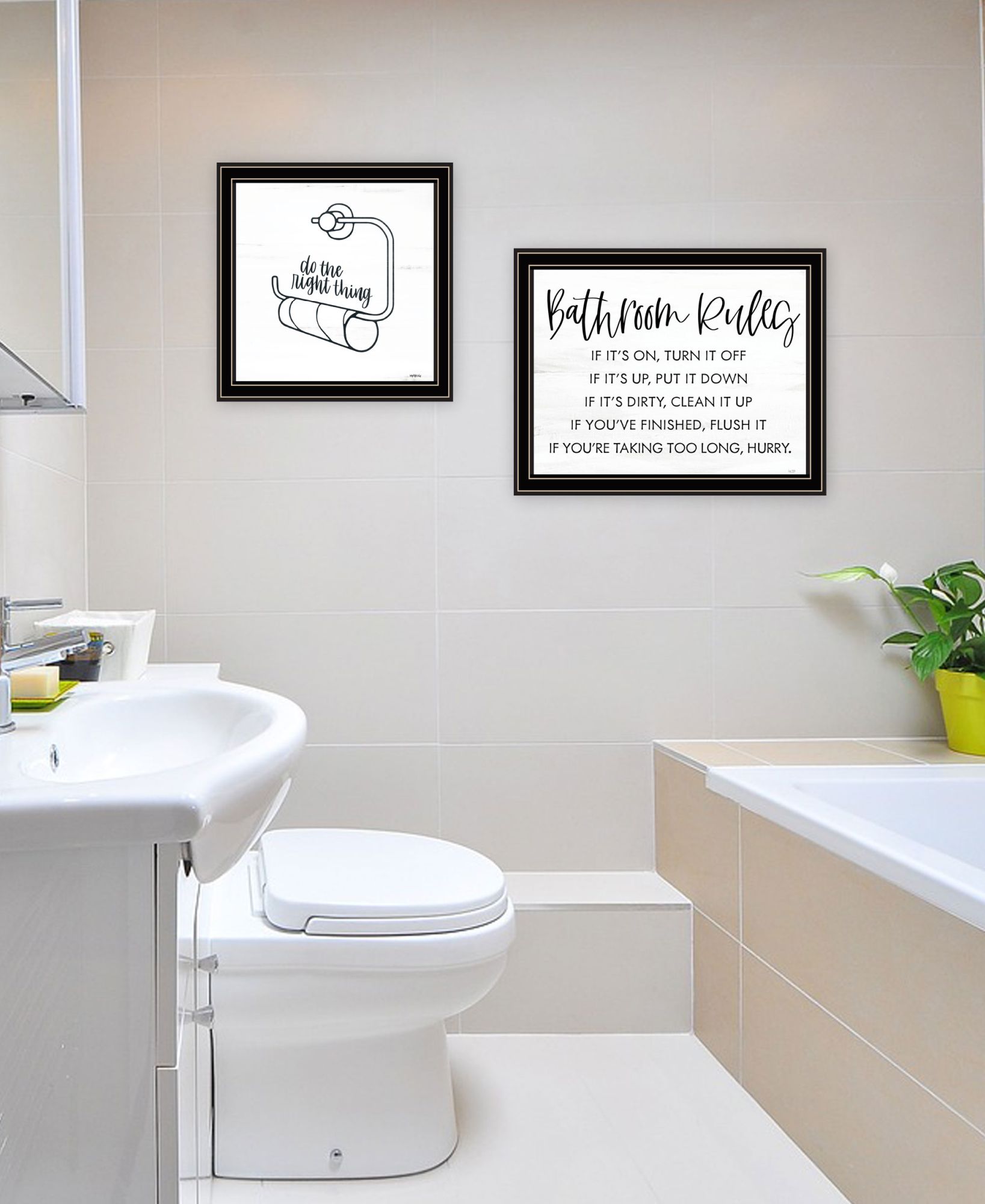 "Bathroom Rules" Framed Wall Art For Bathroom, Wall Art Print For Home Decor, Bathroom Wall Art By Imperfect Dust Multicolor Wood Paper