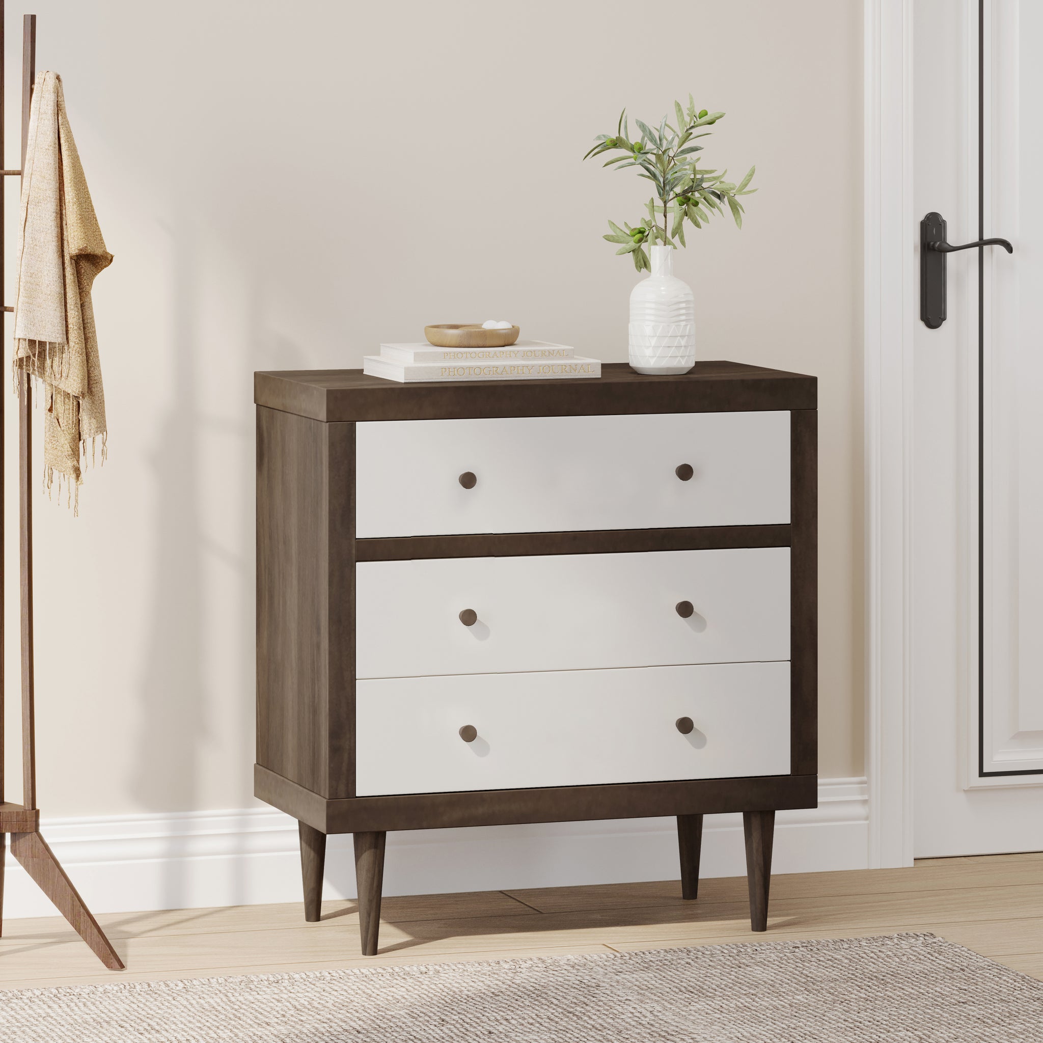 Nordic 3 Drawer Chest Walnut Mdf