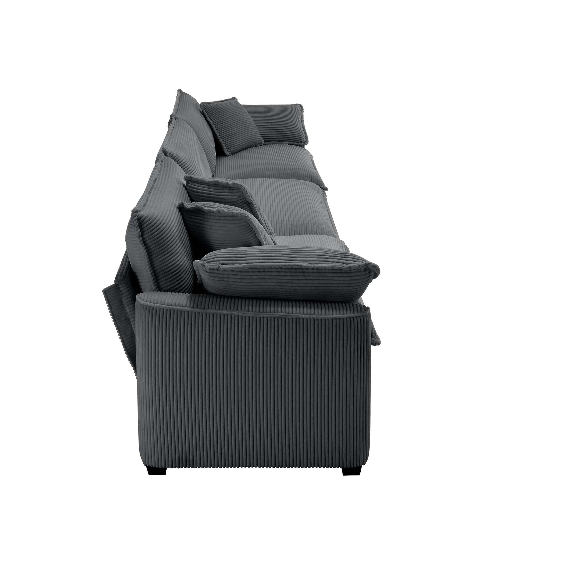 Luxurious And Sophisticated Sofa Set With Soft Cushions And Pillows, Home For Living Rooms And Clubs As Well As Home Theaters, Consisting Of Two Single Sofas And A 3 Seater Sofas In Grey Corduroy Fabr Grey Corduroy 5 Seat