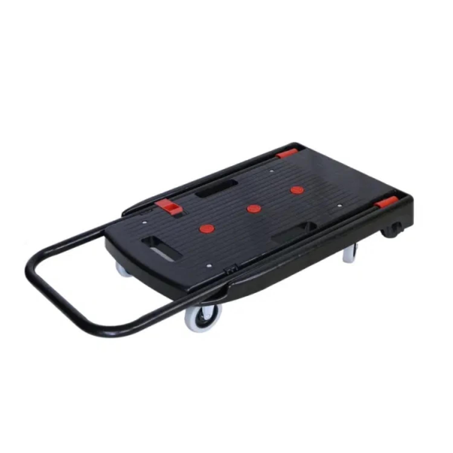 Capacity Black Plastic Steel Body Foldable Platform Trolley Push Hand Cart Black 1Pc Black Metal,Plastic