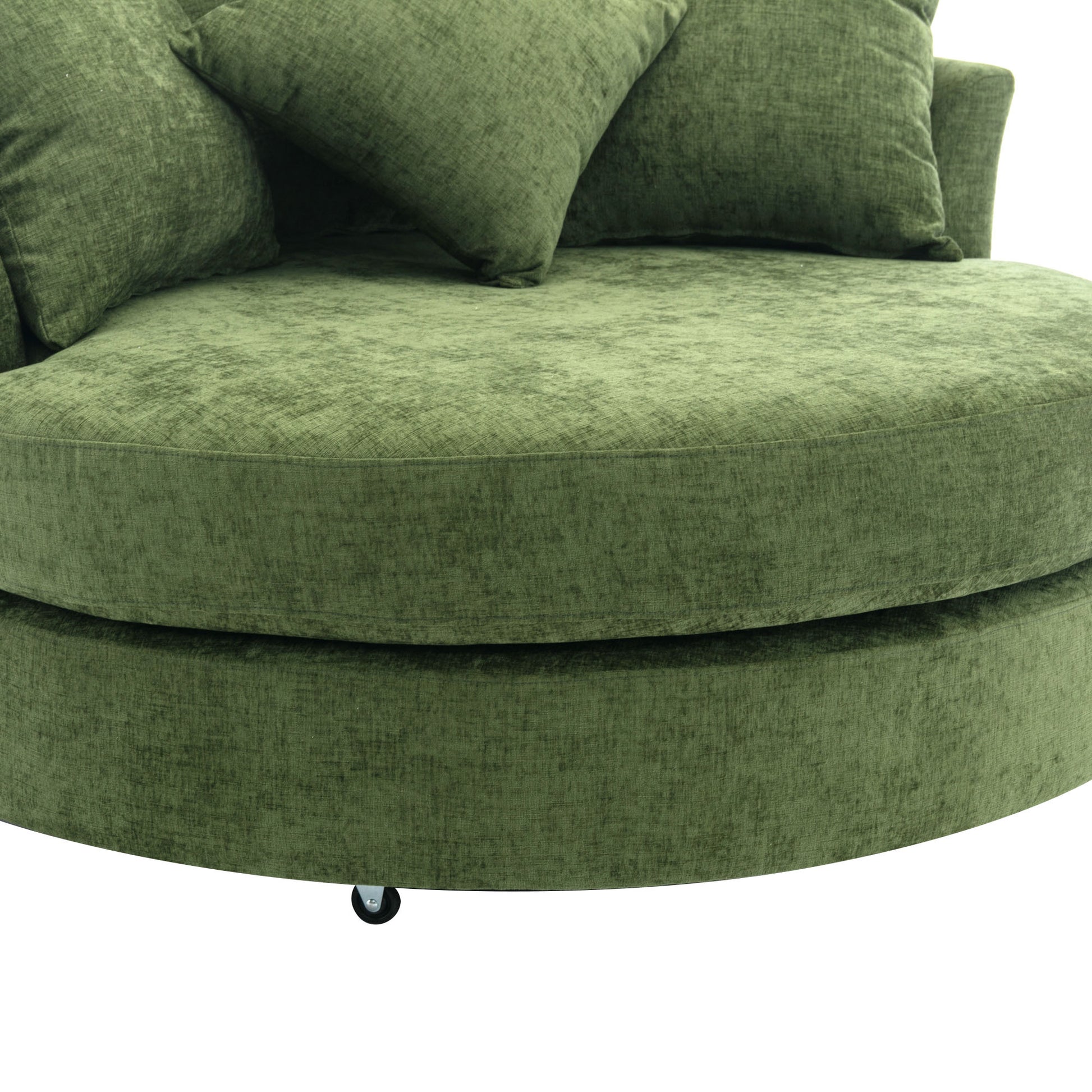 Orisfur. 360 Swivel Accent Barrel Chair With Storage Ottoman & 4 Pillows, Modern Chenille Leisure Chair Round Accent For Living Room, Green Green Foam Chenille