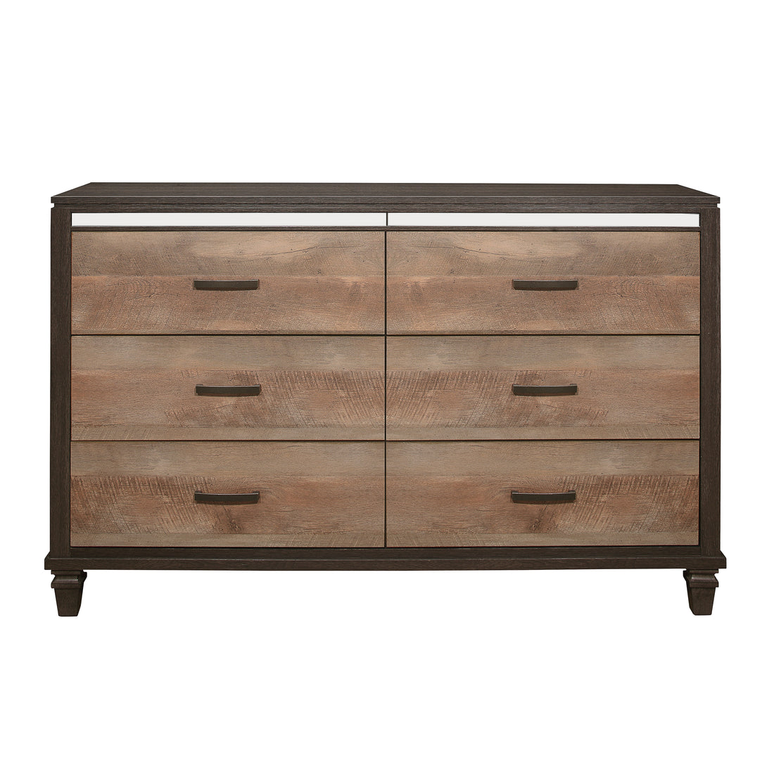 Modern Rustic Style 1Pc Dresser Of 6X Drawers 2 Tone Finish Wooden Bedroom Furniture Brown Bedroom Wood