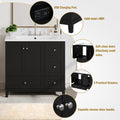 36 Inch Modern Bathroom Vanity With Usb Charging, Two Doors And Three Drawers Bathroom Storage Vanity Cabinet, Small Bathroom Vanity Cabinet With Single Sinkblack Faucets Not Included Black Bathroom Modern Solid Wood Mdf Resin