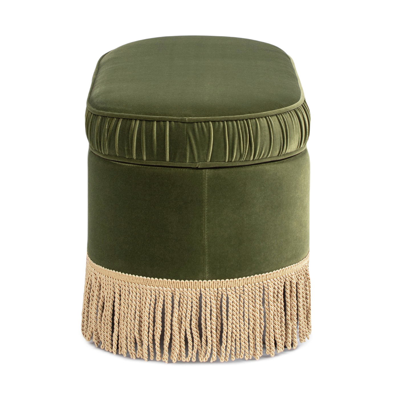 Serena 38" Oval Storage Bench Ottoman, Olive Green Performance Velvet Olive Green Foam Velvet