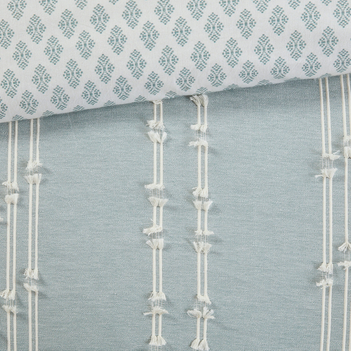 3 Piece Cotton Jacquard Comforter Set Aqua Full Queen Queen Aqua Cotton