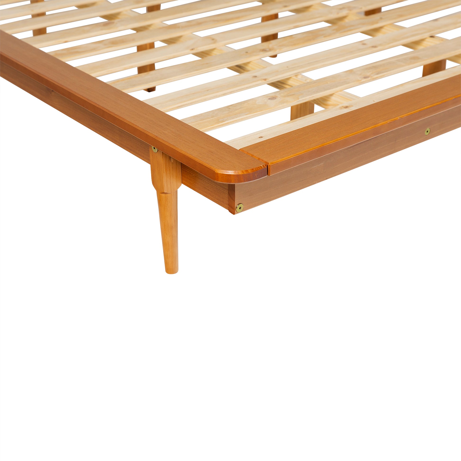 Mid Century Modern Solid Wood King Platform Bed Frame Caramel Caramel Pine