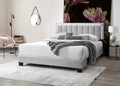 Light Gray Wool Fabric 1Pc Queen Size Bed Channel Tufting W Led Full Upholstered Bedframe Bedroom Bed Box Spring Not Required Queen Light Gray Wood Bedroom Contemporary,Modern Bed Frame Wool