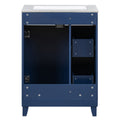 24 Inch Bathroom Vanity Cabinet With Ceramic Sink, 2 Drawers, 1 Door Blue Bathroom Solid Wood Mdf