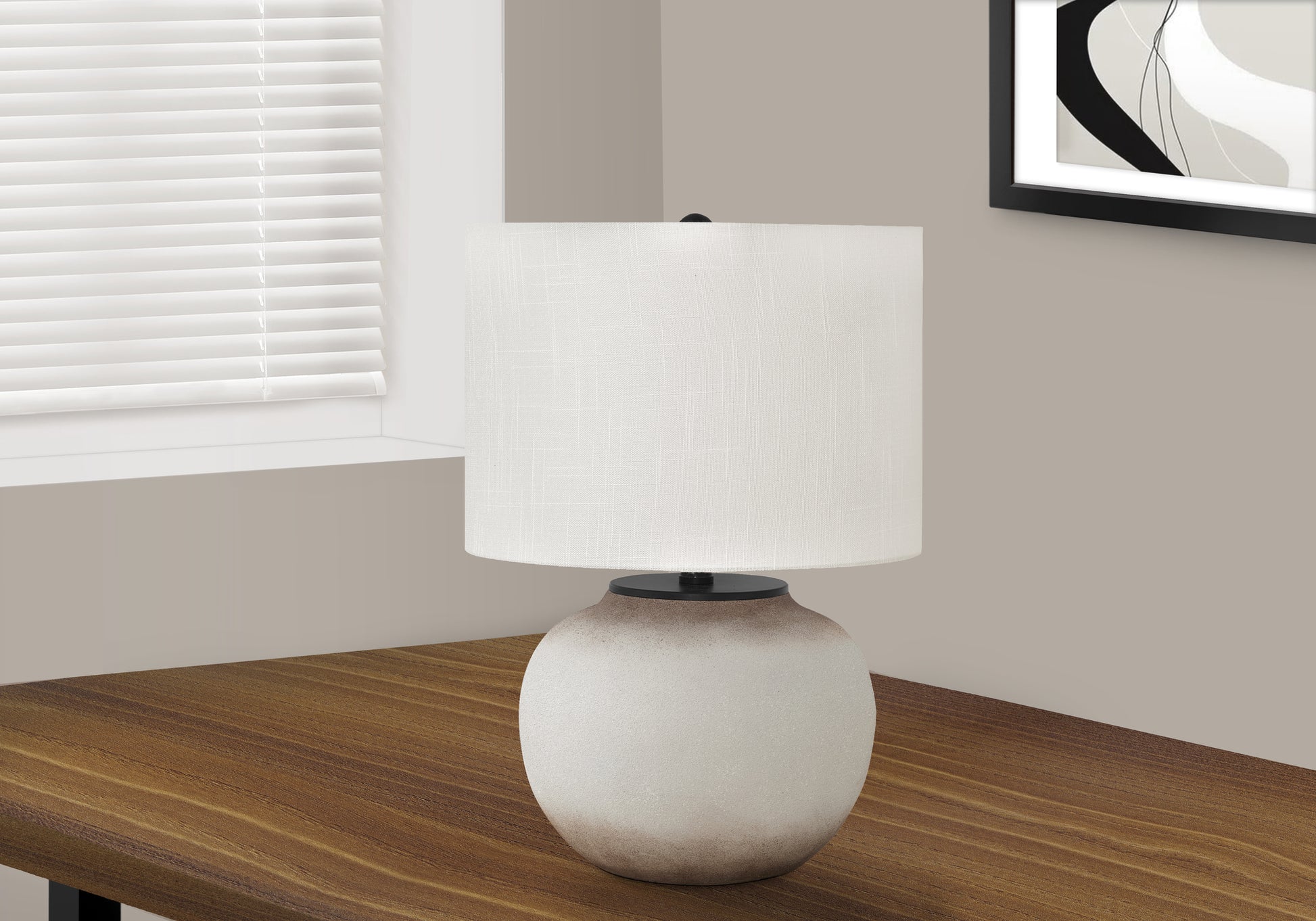 Lighting, 21"H, Table Lamp, Cream Ceramic, Ivory Cream Shade, Modern Cream Ceramic