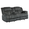 Microfiber Textured Fabric Glider Reclining Loveseat, Charcoal Black Black Microfiber