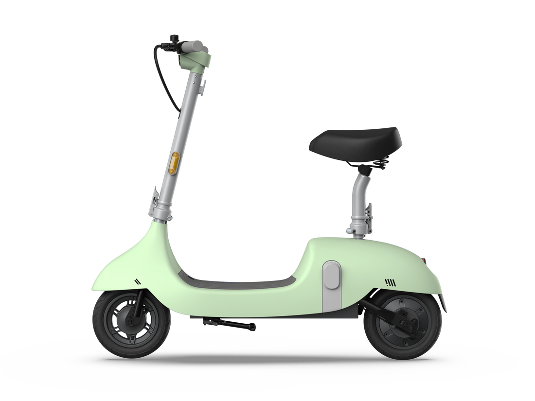 Electric Scooter With Foldable Seat W 35 Miles Operating Range & 15.5Mph Max Speed Green Green Aluminum