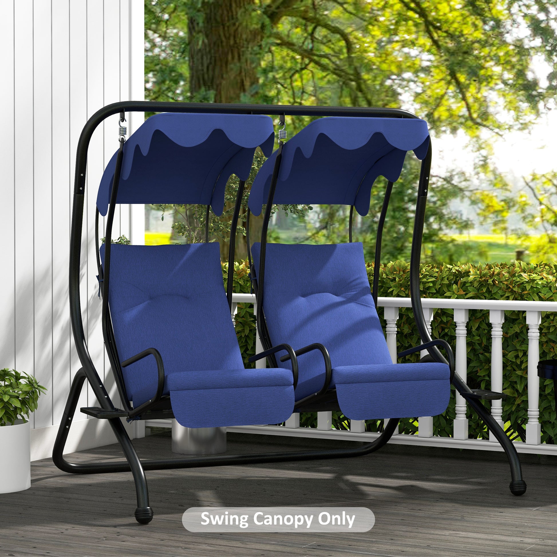 Outsunny Seater Swing Canopy Replacement With Tubular Framework, Out