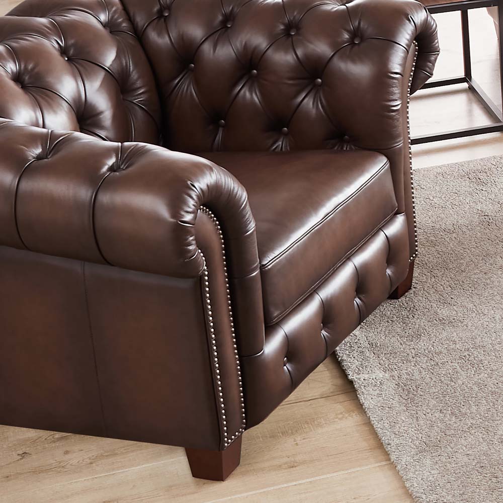 Versailles Leather Chair Caramel Down Filling Genuine Leather