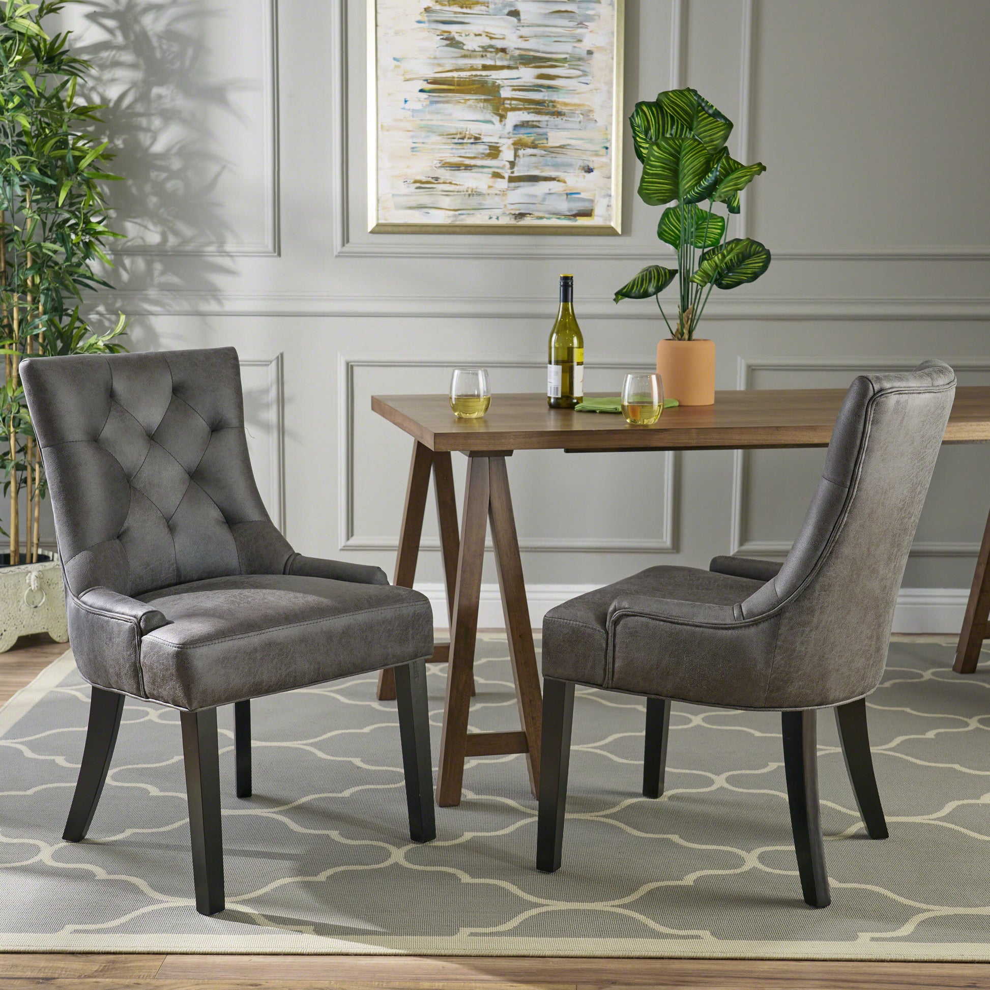 Cheney Dining Chair Kd Mp2 Set Of 2 Slate Microfiber