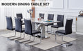 1 Table And 8 Chairs Set.Modern Grey Mdf Faux Marble Dining Table With Double V Shaped Supports.Paired With 8 Modern Pu Artificial Leather Soft Cushion With Silver Metal Legs.F Vv,C 1162 Gray Seats 8 Mdf Metal