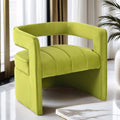 Modern Velvet Accent Chair With Ribbed Detail, Luxury Curved Fully Upholstered Accent Chair, Green No Assembly Needed Green Velvet