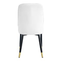 Table And Chair Set.The Table Has A Glass Top With Imitation Marble Pattern Stickers And Stainless Steel Golden Legs. Paried With Chairs With Pu Artificial Leather Backrest Cushions And Black Legs. White Gold Seats 8 Glass Metal