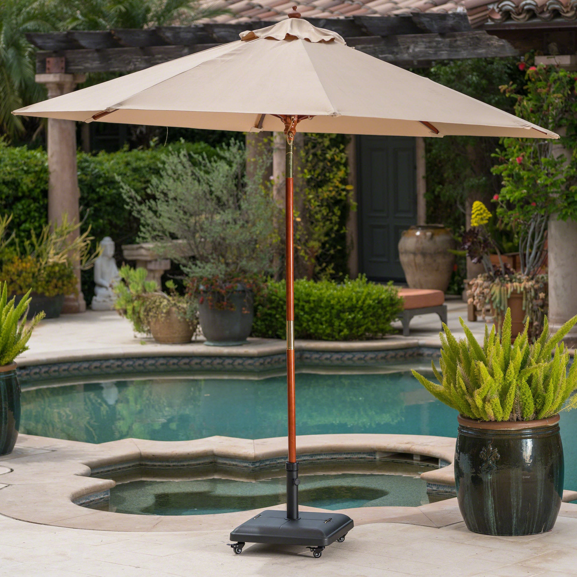 Wheelie Umbrella Base Square Black Concrete