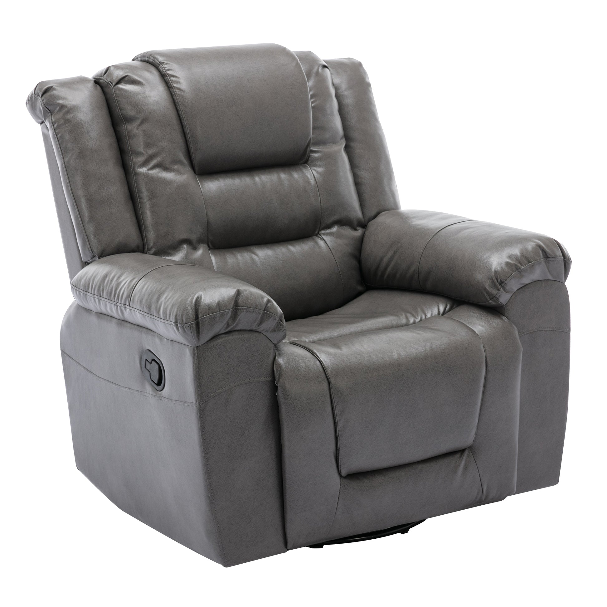 360 Swivel And Rocking Home Theater Recliner Manual Recliner Chair With Wide Armrest For Living Room,Bedroom, Grey Grey Foam Pu