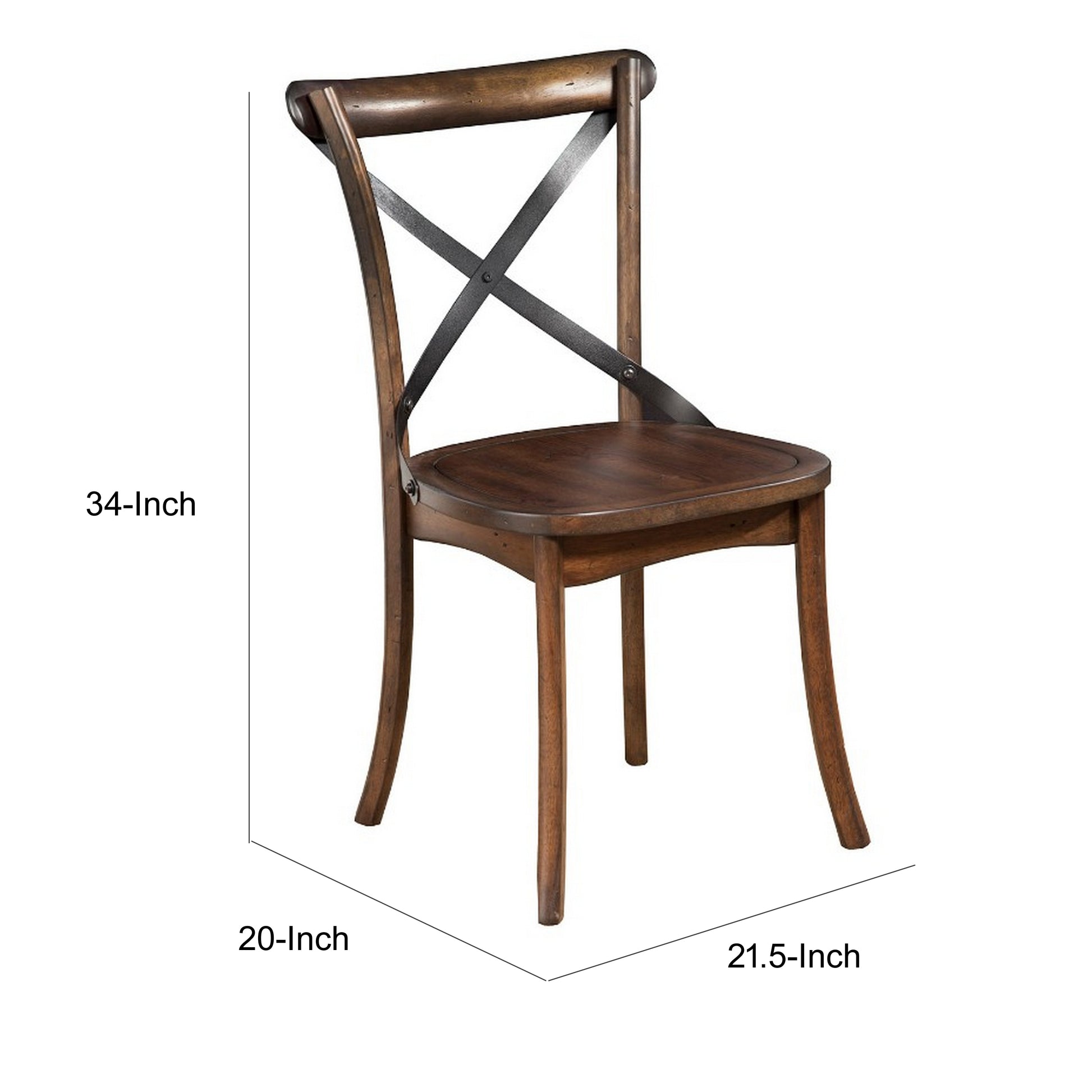 Convenient Metal Accented Side Chairs In Rubberwood Set Of 2 Brown Brown Wood