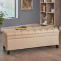 Juliana Storage Ottoman Beige Fabric