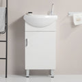 18 Inch Mini Bathroom Cabinet With Ceramic Sink White White Solid Wood