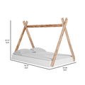 Pipa Modern Full Bed, Crossed Wood A Frame Tent Stand, Crisp White Base Brown White Engineered Wood