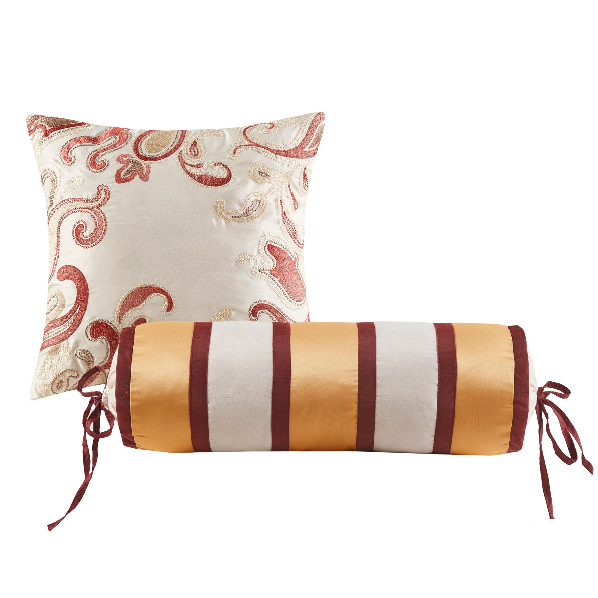 5 Piece Jacquard Bedspread Set With Throw Pillows Burdy Queen Queen Burgundy Cotton