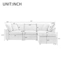 Down Filled Upholstery Convertible Sectional Sofa, L Shaped Couch With Reversible Chaise Light Gray Polyester 4 Seat