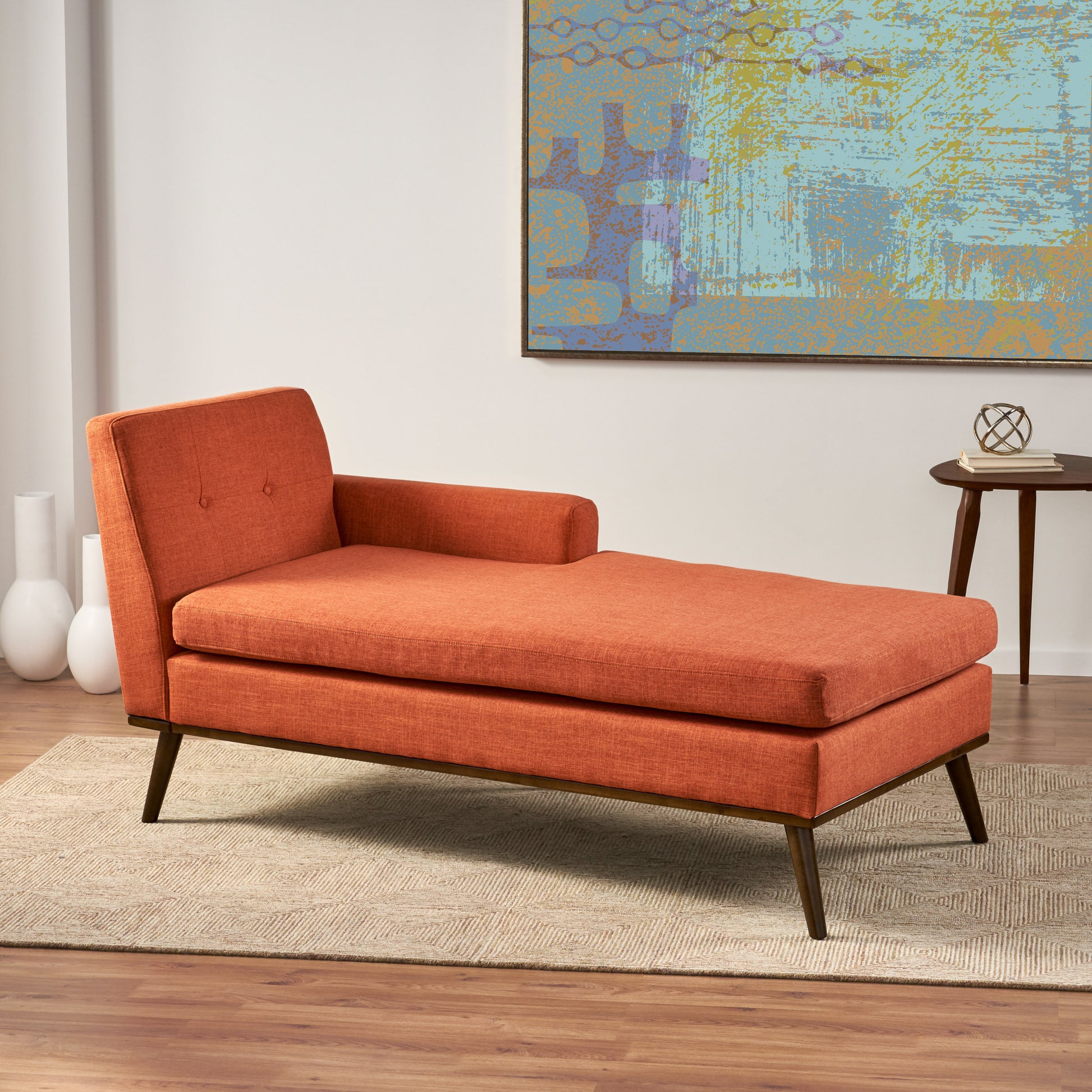 Chaise Lounge Orange Fabric
