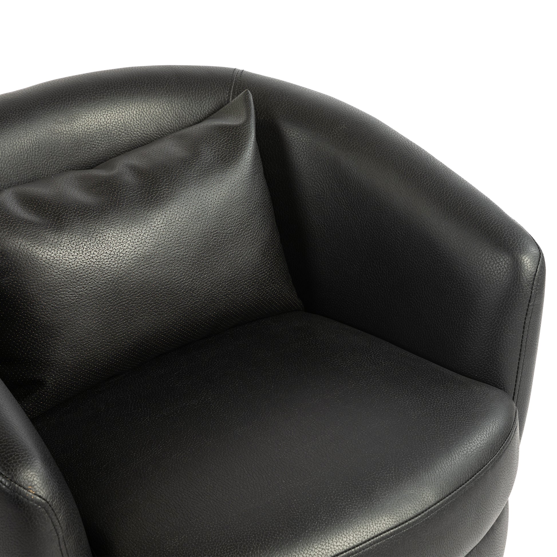 Upholstered Swivel Barrel Armchair With Storage Modern Living Room Side Chair For Bedroom Office Reading Spaces Pu Black Black Foam Upholstered