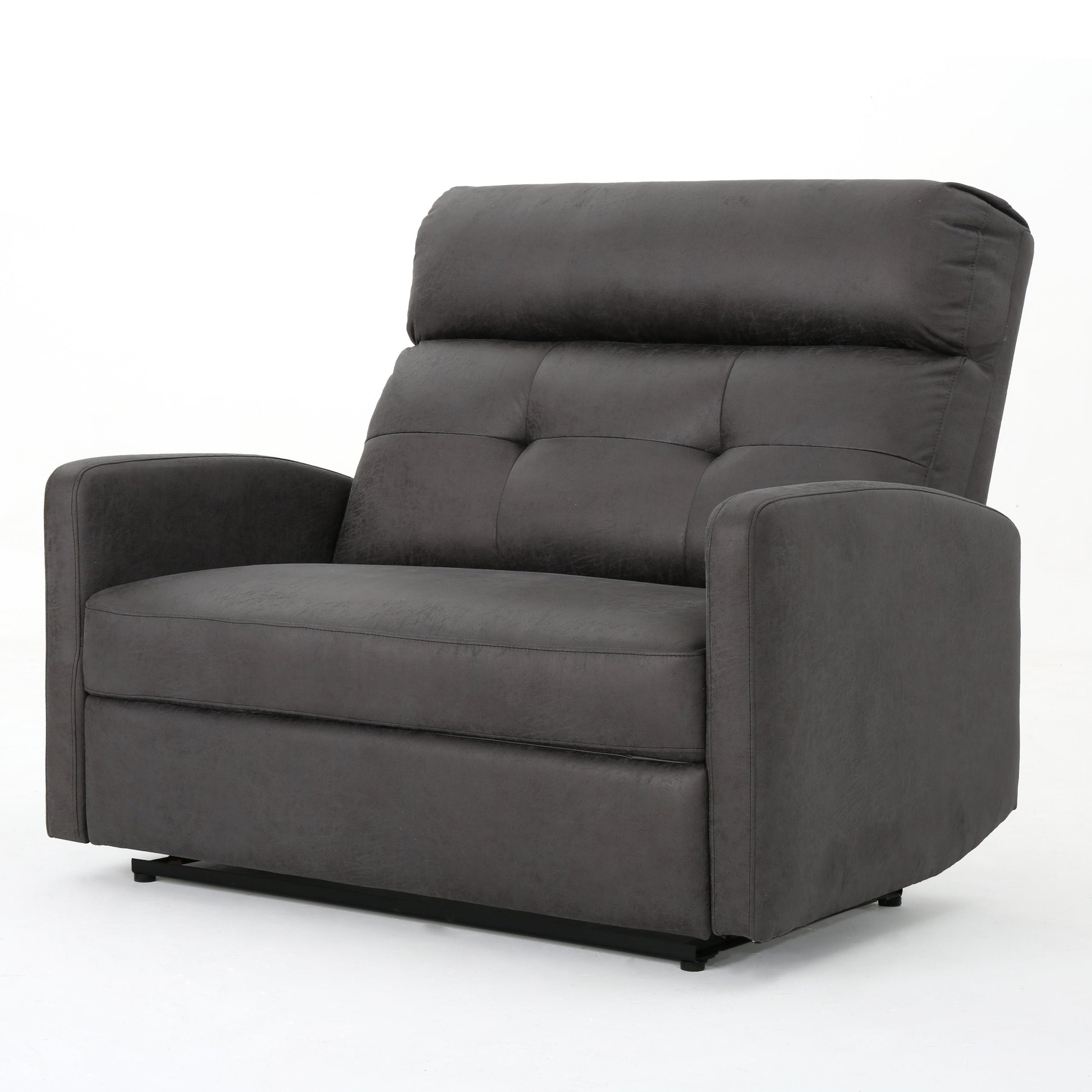 Recliner Chair Double Seats Slate Microfiber