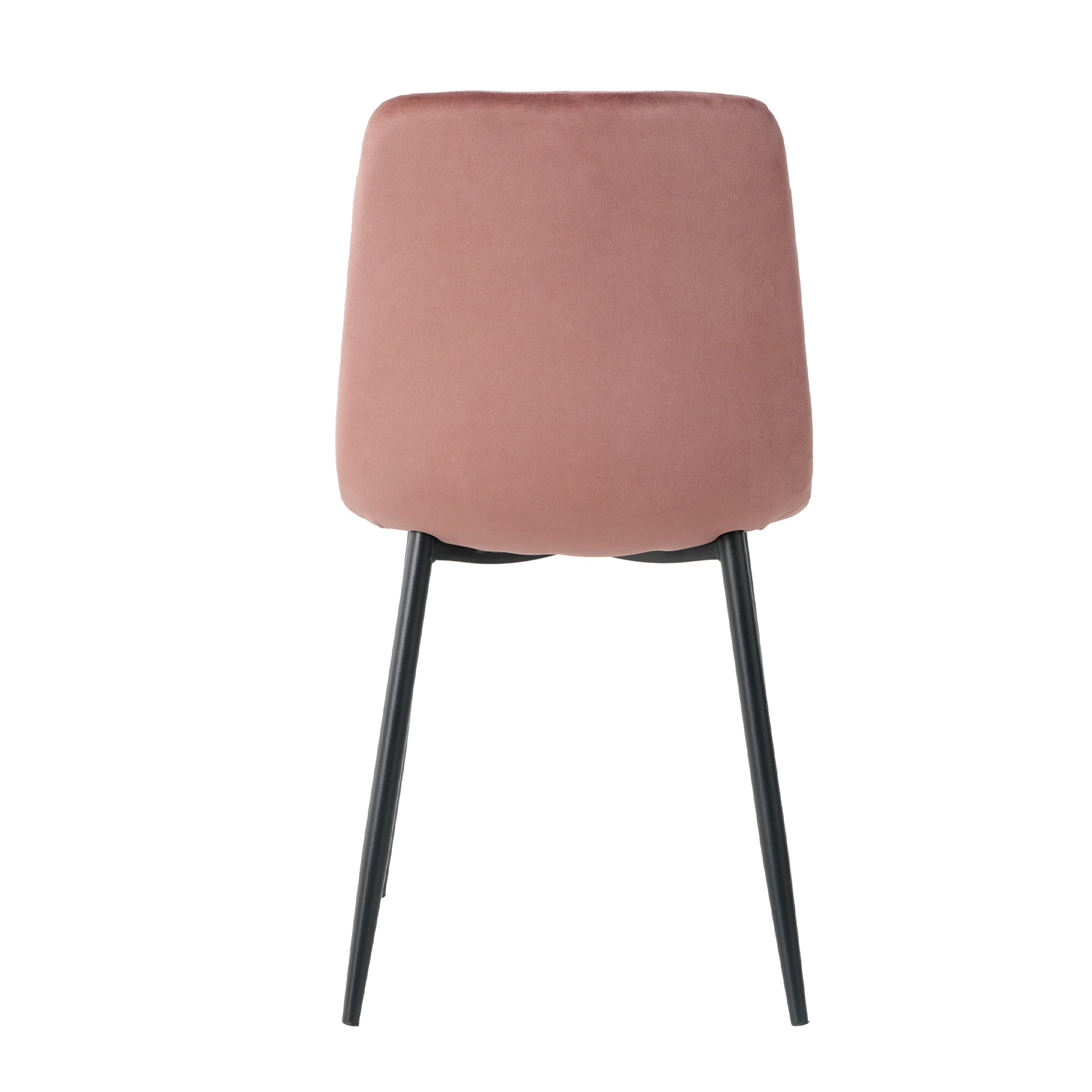Interior Pink Velvet Dining Chair, Modern Kitchen Dining Chair With Cushion Back, Upholstered Side Chair With Black Coated Metal Legs, Family Kitchen Dining And Living Room Set Of 4 Metal Pink