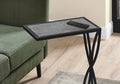 Accent Table, C Shaped, End, Side, Snack, Living Room, Bedroom, Grey Laminate, Black Metal, Contemporary, Modern Grey Metal