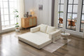 Modern Minimalist Sofa, Fold Out Sofa Bed, Convertible Chair Floor Couch & Sleeping Mattress For Living Room, Bedroom, Apartment, Removable Backrest, White White Chenille Soft Vintage Chenille 2 Seat