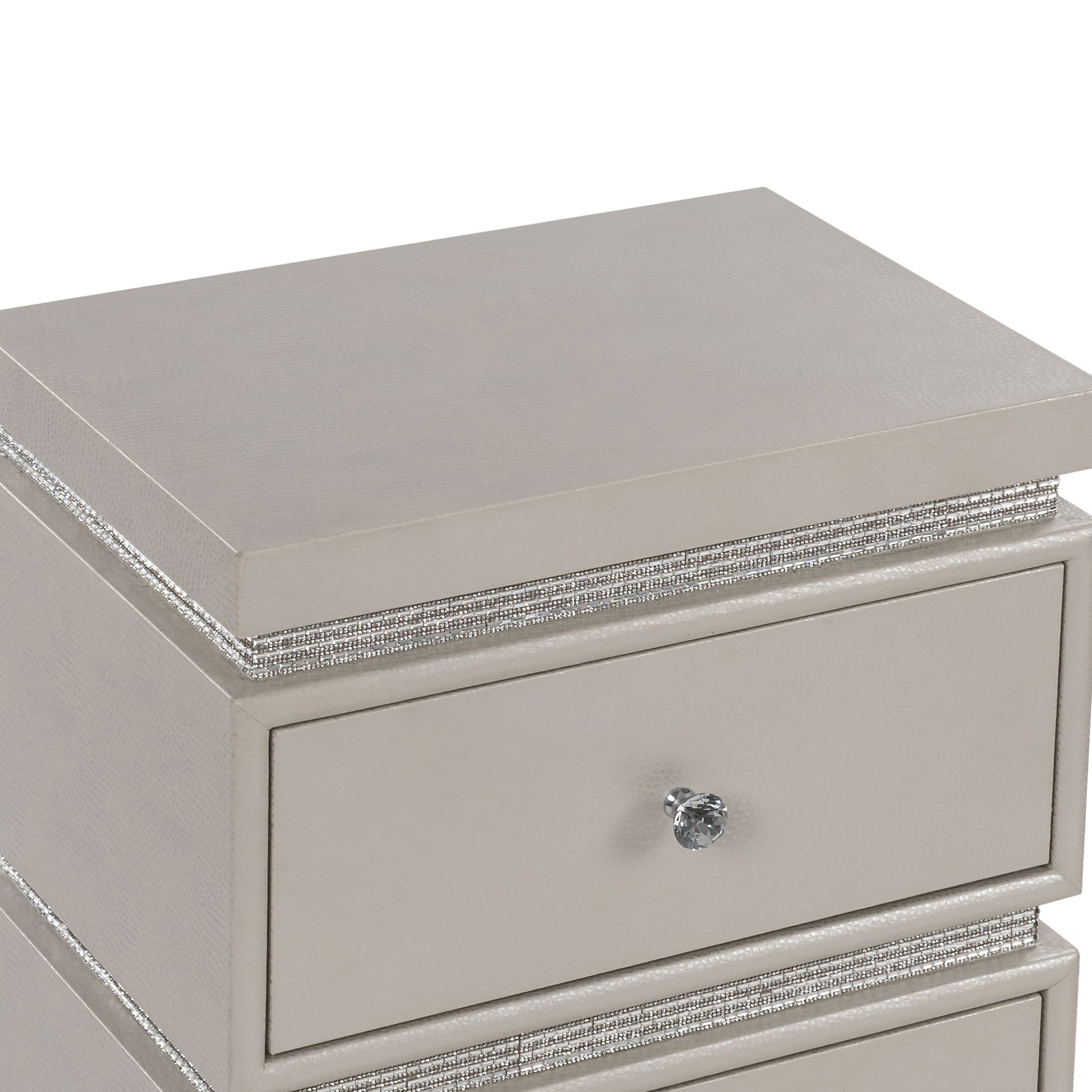 Ivory 2 Drawer Accent Table With Faux Diamonds Border Ivory Primary Living Space Traditional Drawers Rectangular Mdf