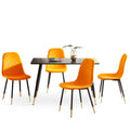 Orange Velvet Tufted Accent Chairs With Golden