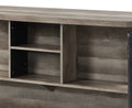 Antique Oak And Sandy Grey 5 Shelf Kitchen Island Oak Dining Room Industrial Rectangular Wood Metal Large 56 In