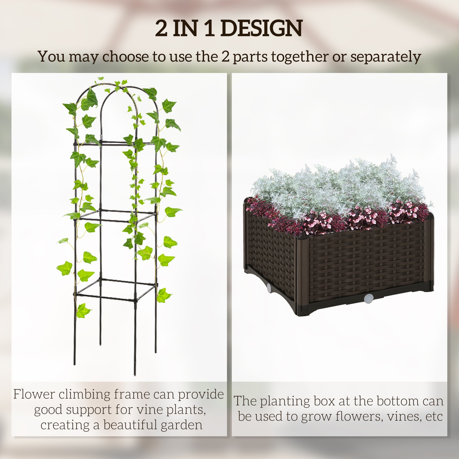 self watering vegetable planter Outsunny Raised Garden Bed With Trellis, Self Watering Planter Box, 69