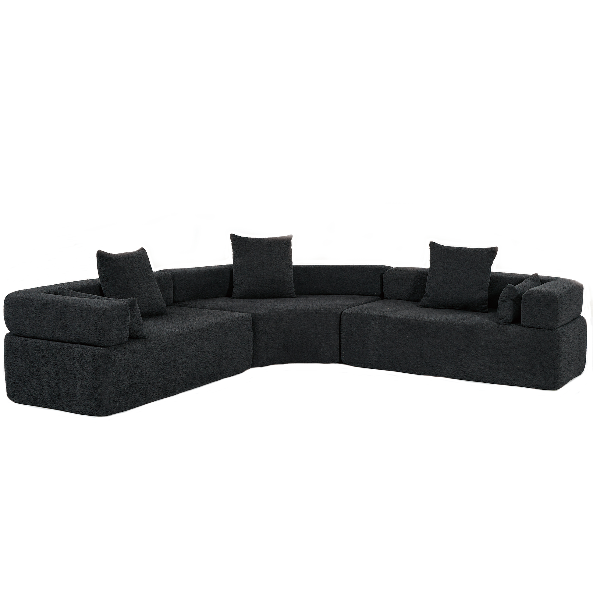 Arrived Oversized Combination Sofa,Curved Sofa,Upholstered 4 Seater Couch For Living Room, Modern Modular 3 Piece Free Combination, Semicircular Modular Sofaboucle, Black Black Polyester Primary Living Space Soft Tight Back Modern Square Arms Foam