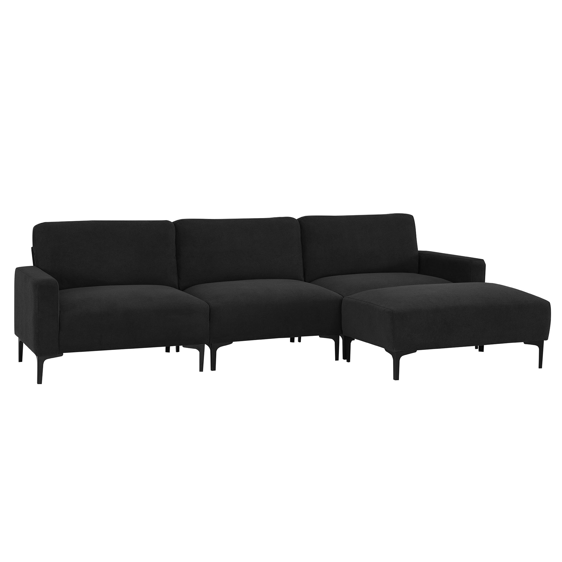 103.5*59" Modern L Shaped Sectional Sofa, 4 Seat Velvet Fabric Couch Set With Convertible Ottoman,Freely Combinable Sofa For Living Room, Apartment, Office,Apartment,2 Colors Black Velvet 4 Seat