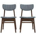 Eula Mid Century Modern Dark Grey Dining Chair Set Of 2 Grey Fabric