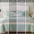 6 Piece Cotton Percale Quilt Set With Throw Pillows Aqua King Cal King King Aqua Polyester