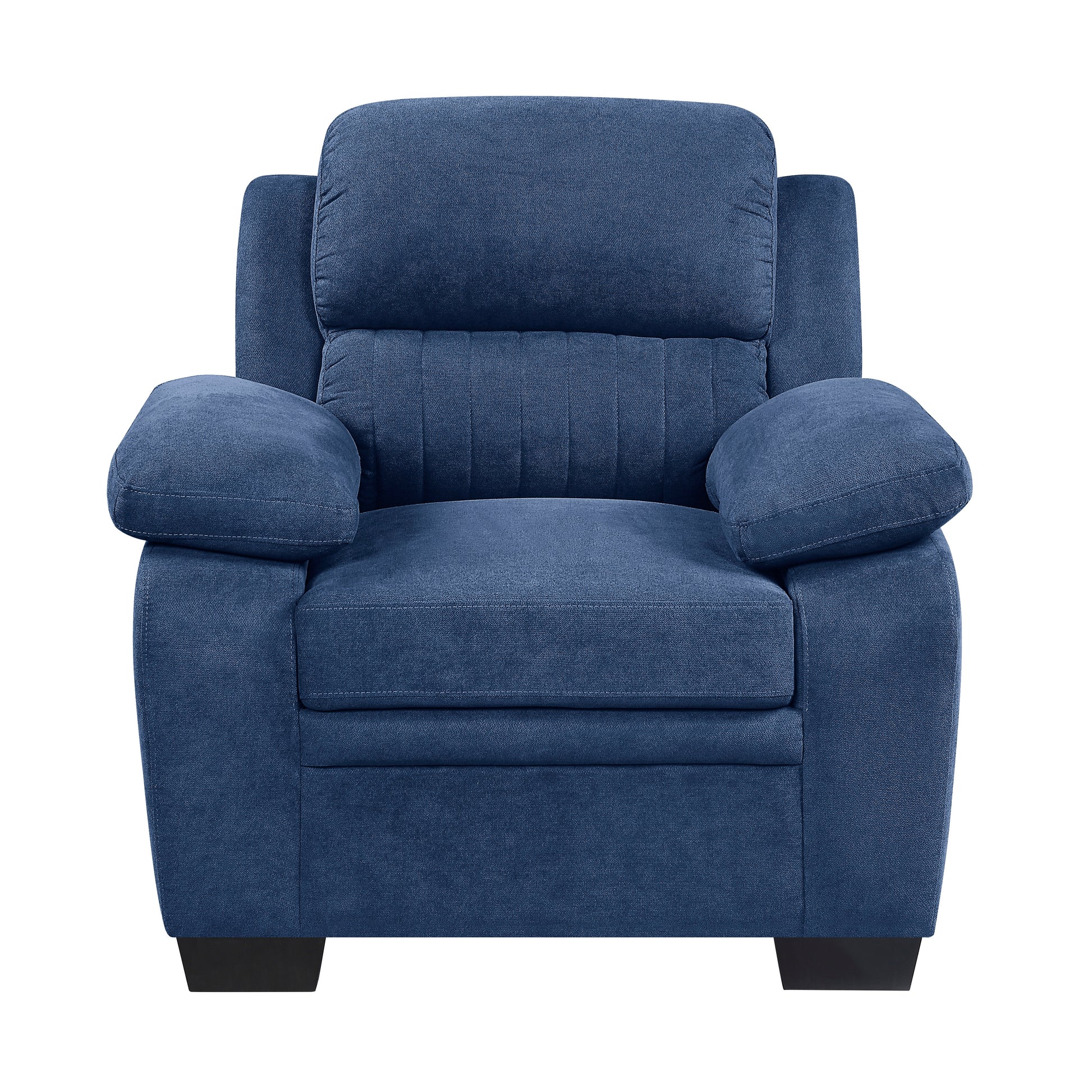 Plush Seating Chair 1Pc Blue Textured Fabric Channel Tufting Solid Wood Frame Modern Living Room Furniture Blue Primary Living Space Contemporary Solid Wood 1 Seat