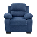 Modern Living Room 3Pc Sofa Set Plush Comfortable Sofa Loveseat Chair Blue Textured Fabric Channel Tufting Solid Wood Furniture Blue Polyester Wood Primary Living Space Contemporary Pillow Top Arms Solid Wood 6 Seat