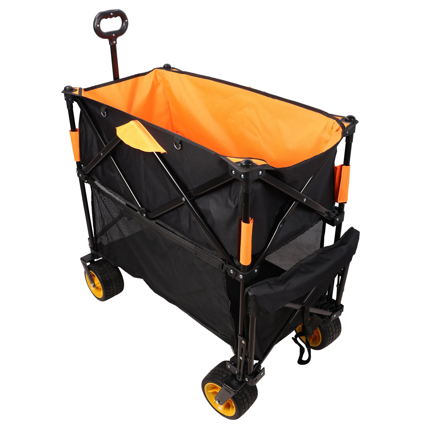 Big Large Capacity Folding Cart Extra Long Extender Wagon Cart Folding Wagon Garden Shopping Beach Cart Black Orange Black Garden & Outdoor Iron,Oxford Fabric