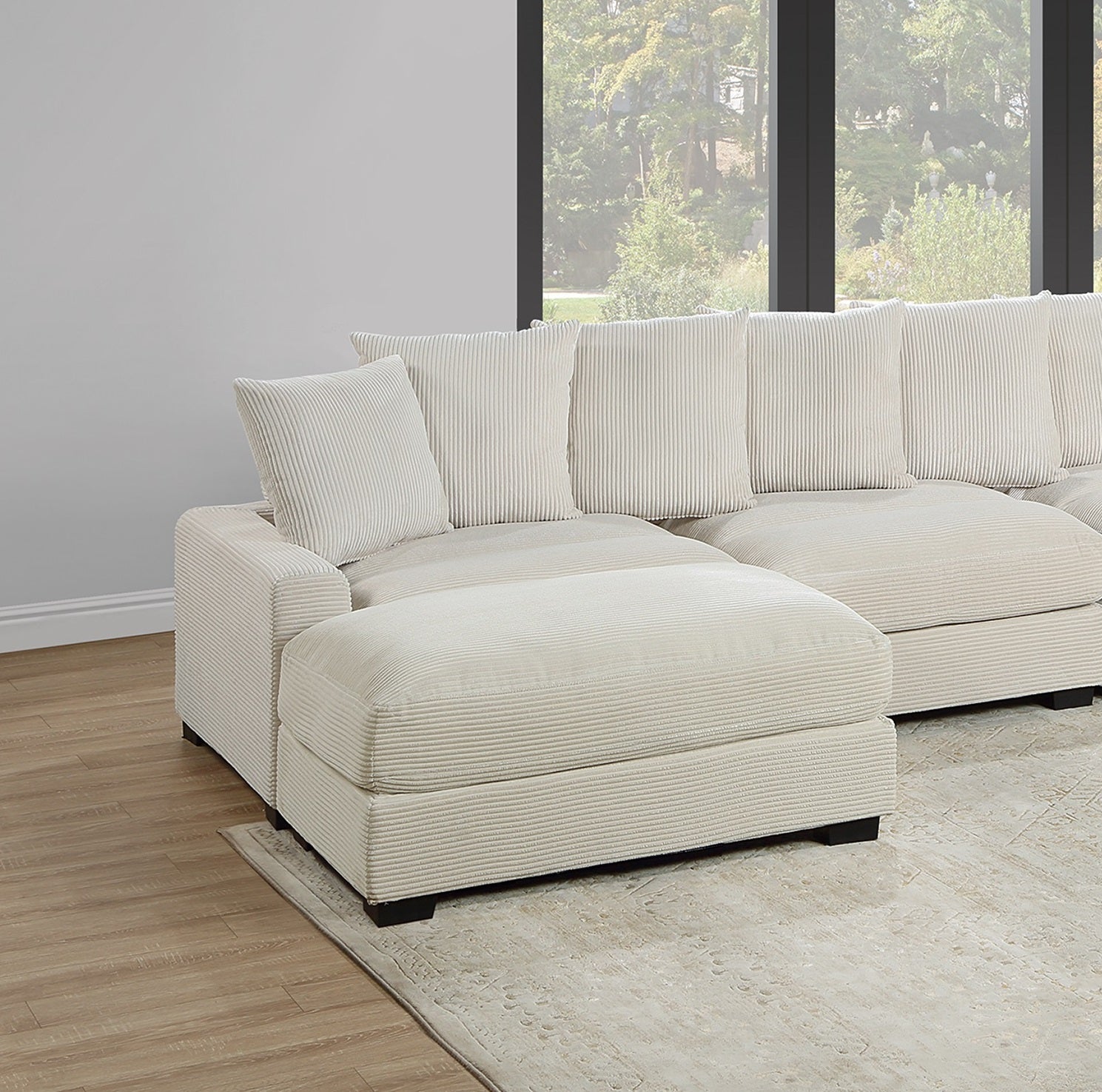 Living Room Furniture 1Pc Ottoman Beige Color Corduroy Soft Cushion Cocktail Ottoman Wood Legs Beige Primary Living Space Beige Contemporary,Modern Rectangle Corduroy