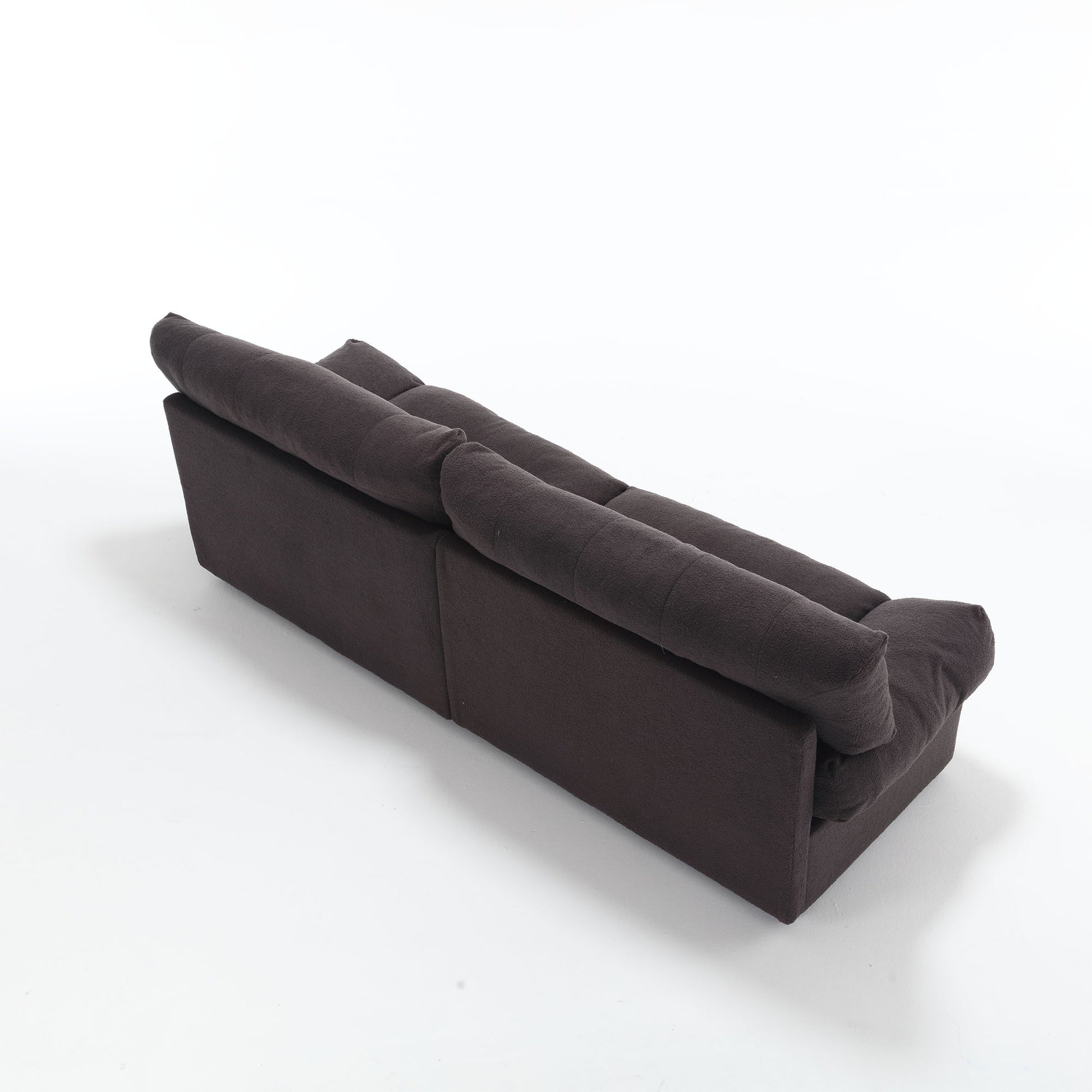 Cloud Style Sofa, Teddy Velvet Fabric, Comfy Padded Cloud Couch For Living Room, Apartment Dark Gray Light Brown Velvet Wood Primary Living Space Modern Polyester 2 Seat